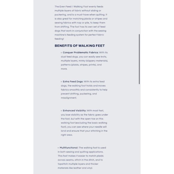 SINGER Even Fee Walking Presser Foot Quilting Sewing Sew Part # 250060096 New - Picture 6 of 8